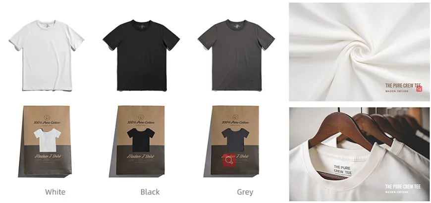 100% Color Cotton Knitted Multicolor Short Sleeve T-shirt Men tee