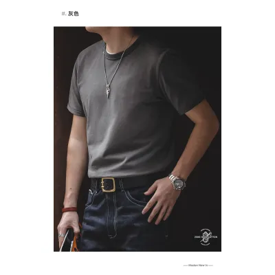 100% Color Cotton Knitted Multicolor Short Sleeve T-shirt Men tee