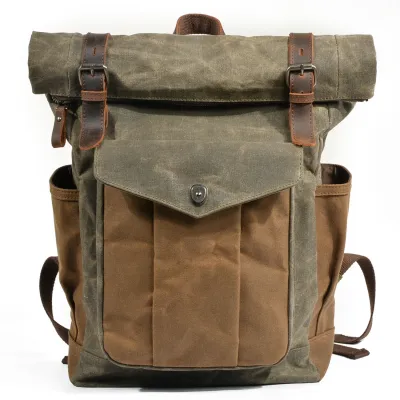 Oil wax canvas travel backpack