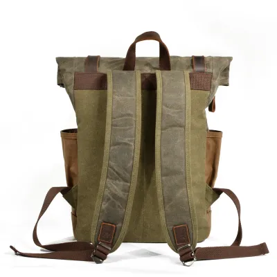 Oil wax canvas travel backpack