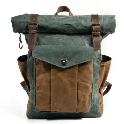 Oil wax canvas travel backpack