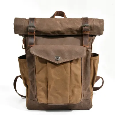 Oil wax canvas travel backpack