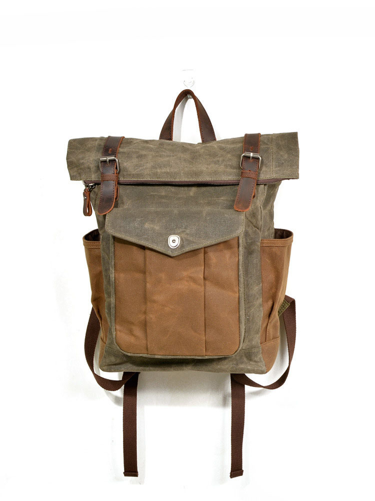 Oil wax canvas travel backpack