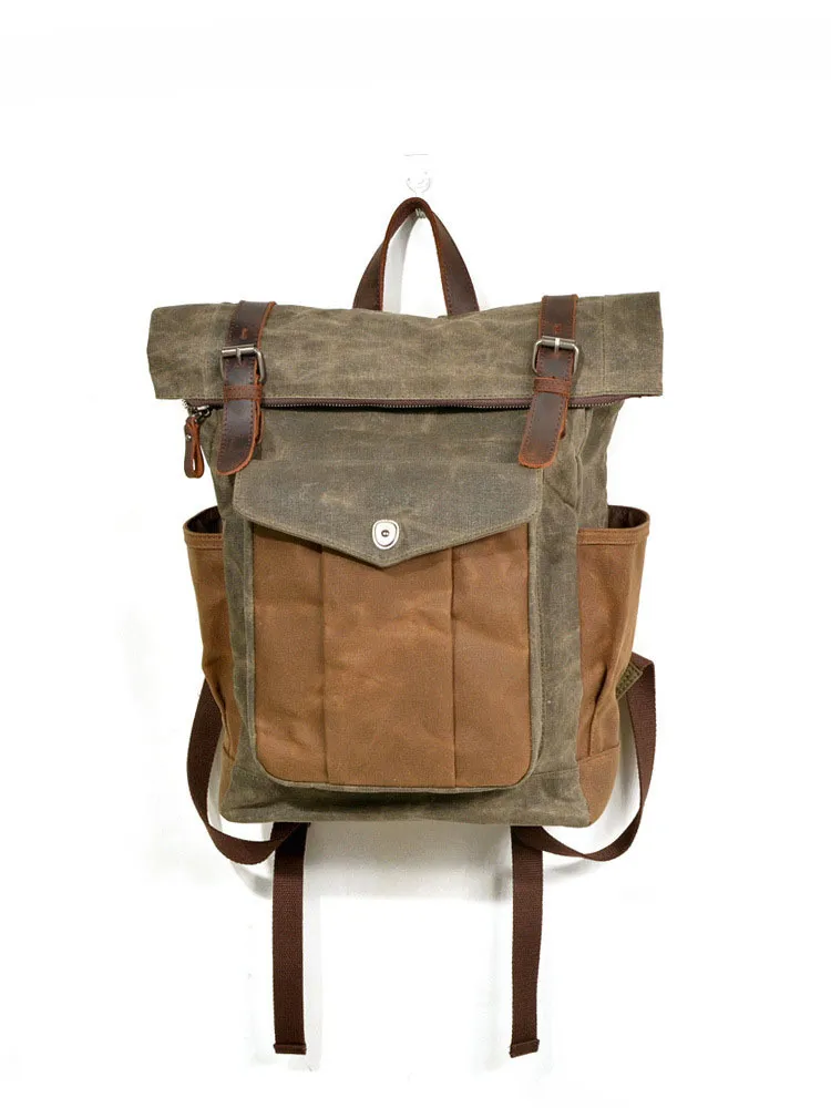 Oil wax canvas travel backpack