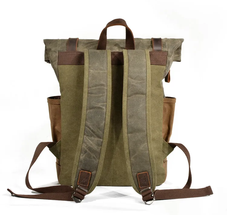 Oil wax canvas travel backpack
