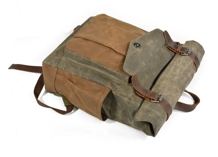 Oil wax canvas travel backpack
