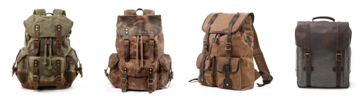 Oil wax canvas travel backpack
