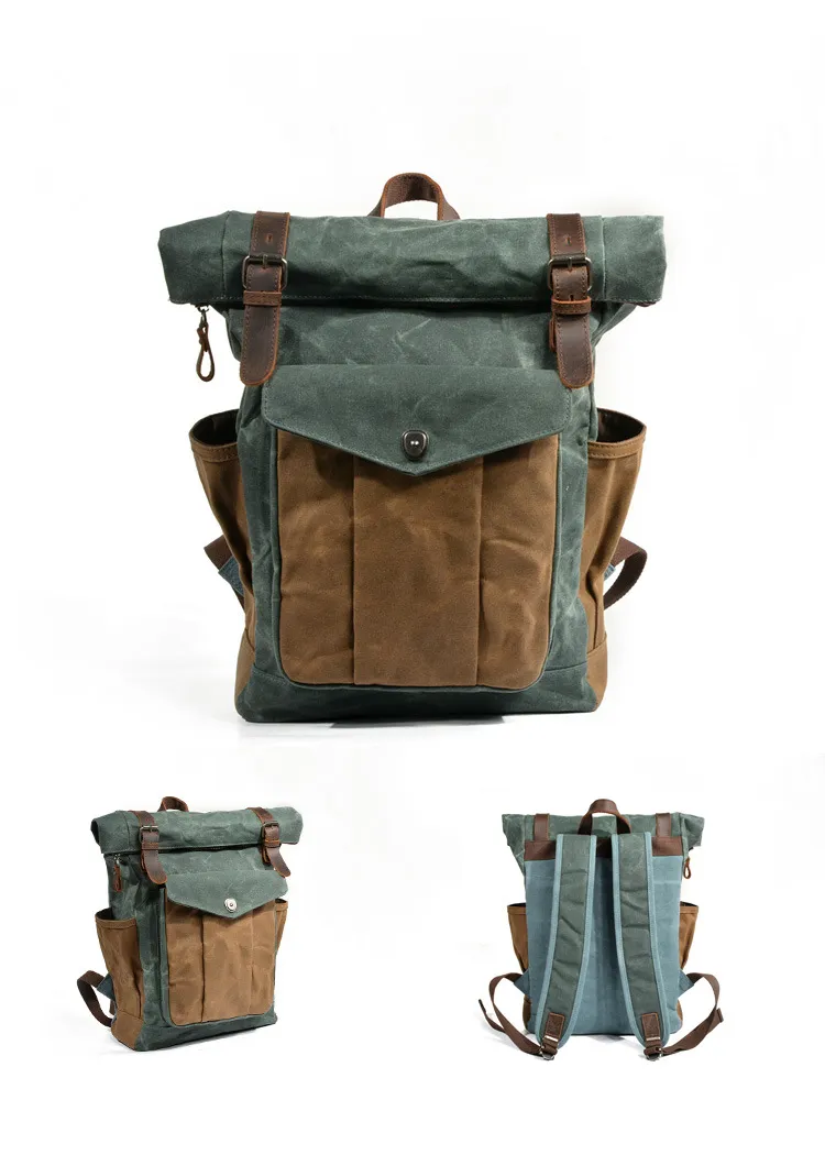 Oil wax canvas travel backpack