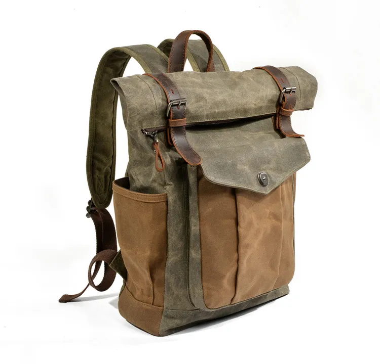 Oil wax canvas travel backpack