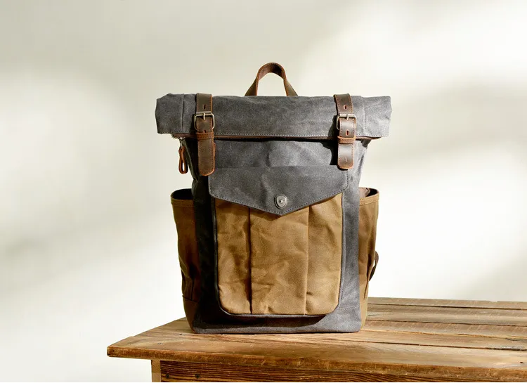 Oil wax canvas travel backpack