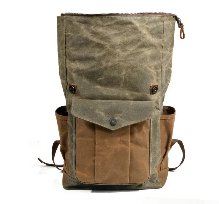 Oil wax canvas travel backpack