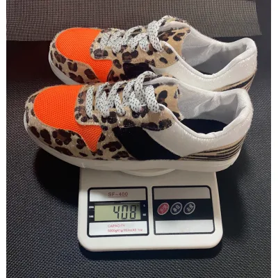 Ladies casual fashion leopard print lace-up sneakers