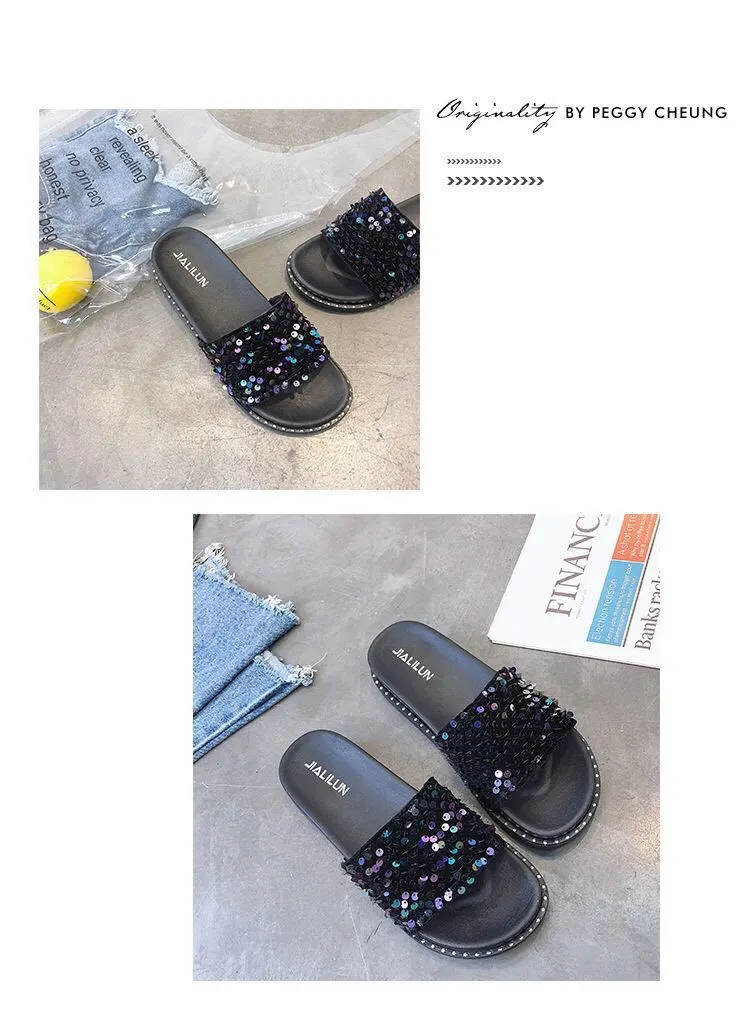 Sequined fashion slippers for ladies