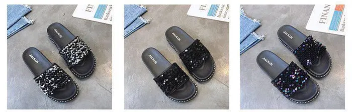 Sequined fashion slippers for ladies