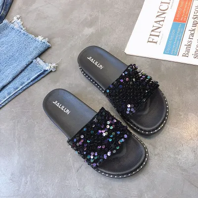 Sequined fashion slippers for ladies