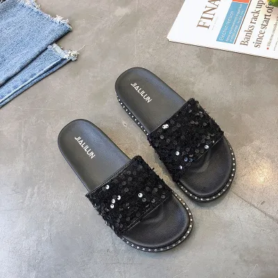 Sequined fashion slippers for ladies