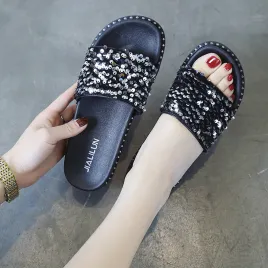 Sequined fashion slippers for ladies