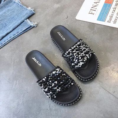 Sequined fashion slippers for ladies