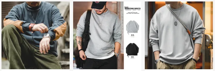 Hoodie with round neck and long sleeves