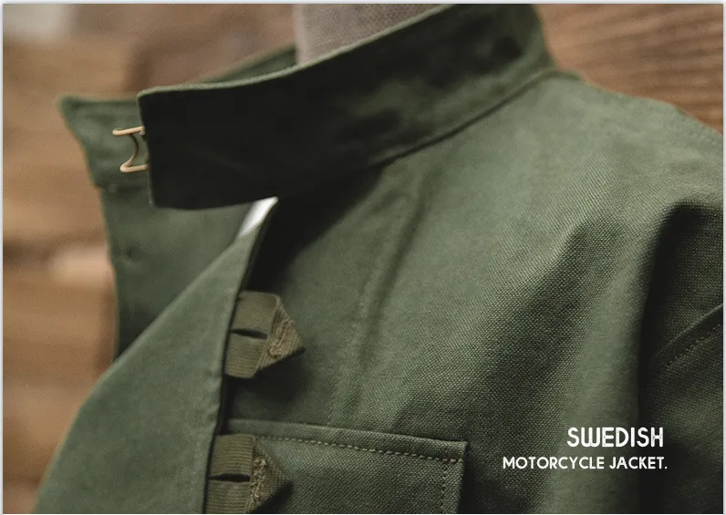 Cargo Japanese vintage Swedish biker jacket Ami Khaki cotton wash Army green jacket men