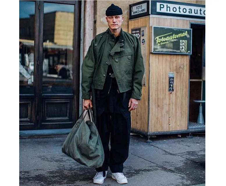 Cargo Japanese vintage Swedish biker jacket Ami Khaki cotton wash Army green jacket men Cargo Japanese vintage Swedish biker jacket Ami Khaki cotton wash Army green jacket men