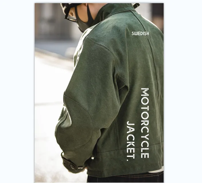 Cargo Japanese vintage Swedish biker jacket Ami Khaki cotton wash Army green jacket men Cargo Japanese vintage Swedish biker jacket Ami Khaki cotton wash Army green jacket men