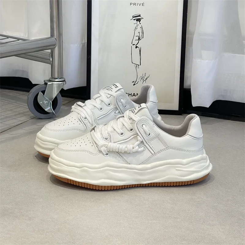 thick sole leather casual shoes