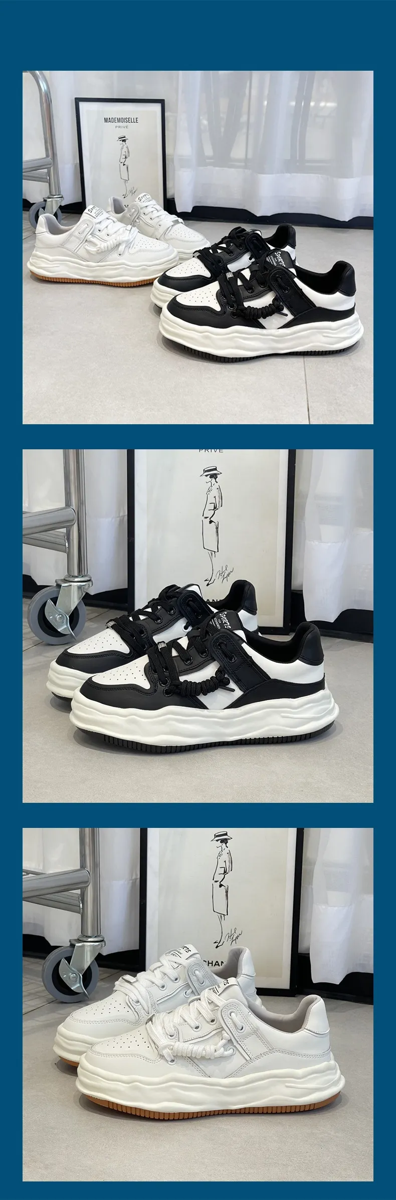 thick sole leather casual shoes