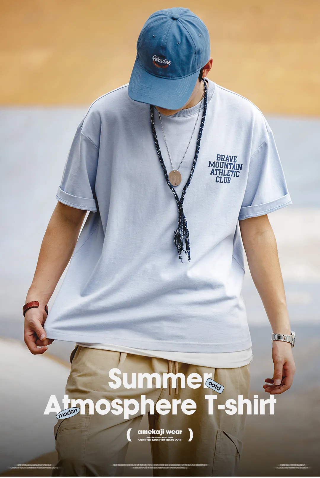 American casual Macaron color short sleeve T-shirt