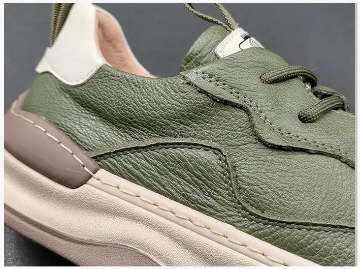 genuine leather men sneakers