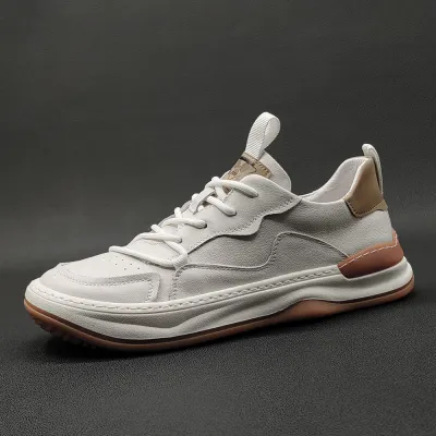 genuine leather men sneakers