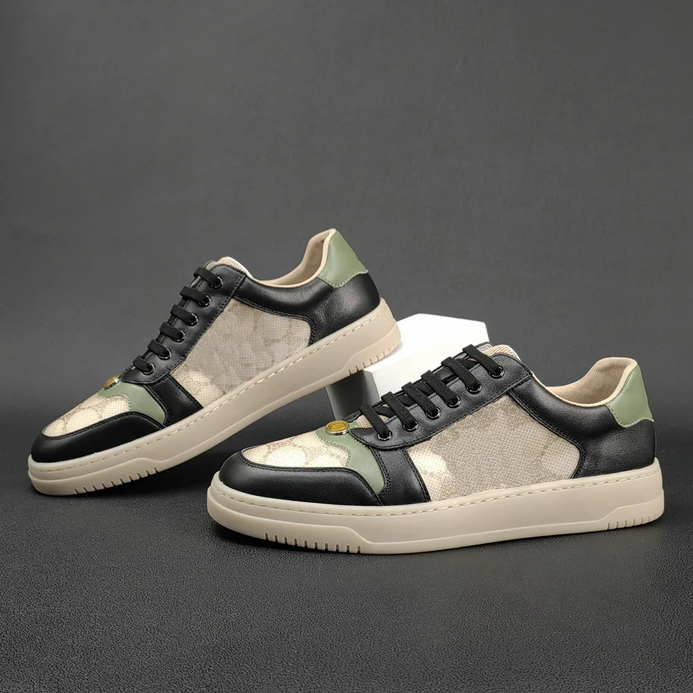 genuine leather men sneakers