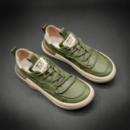 genuine leather men sneakers