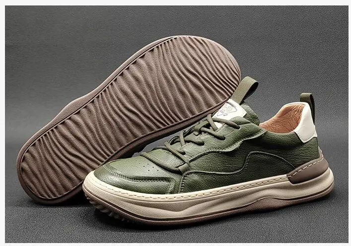 genuine leather men sneakers