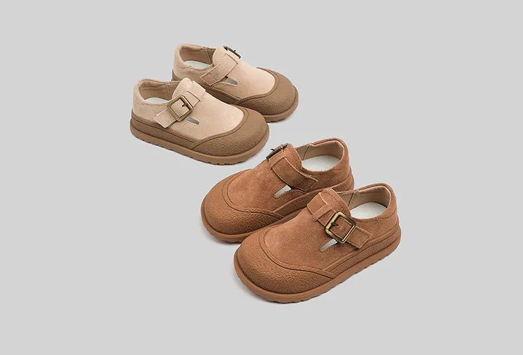 Children's leather cow suede anti-kick flat shoes Children's leather cow suede anti-kick flat shoes